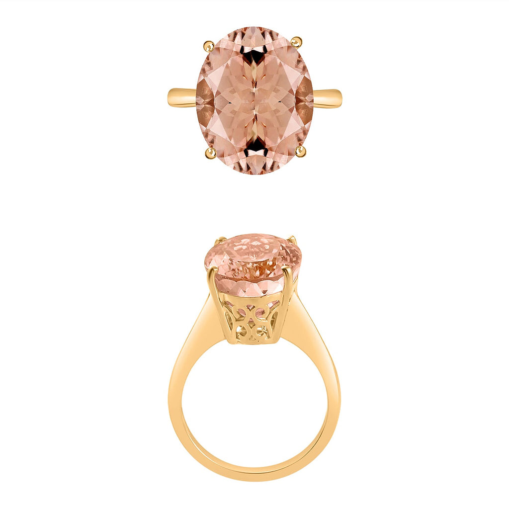 14K Yellow Gold  AAA   Morganite  Solitaire Ring 7.00 ct,  Gold Wt. 4 Gms  7.000  Ct.