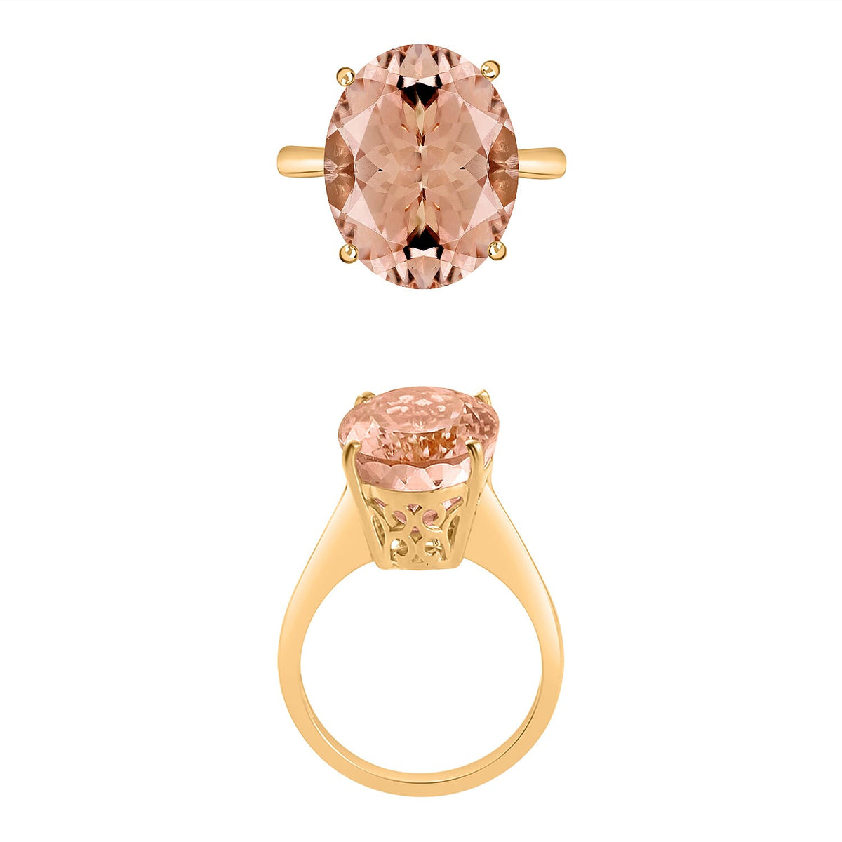 14K Yellow Gold AAA Morganite Solitaire Ring in Gold Wt. 4 grams, 7 Ct 7725166 3