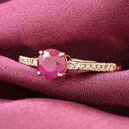 14K Yellow Gold  AAA  Mozambique Ruby, White Diamond I2 Ring 1.20 ct,  Gold Wt. 3.44 Gms  1.200  Ct.