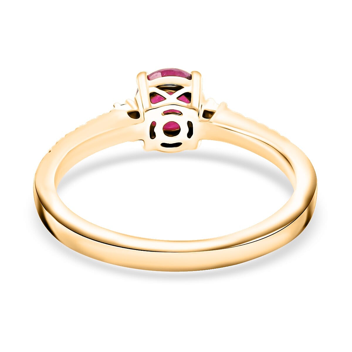 Certified &amp; Appraised AAA Mozambique Ruby, White Diamond I2 Ring in 14K Yellow Gold 1.20  Ct. 7635982 5