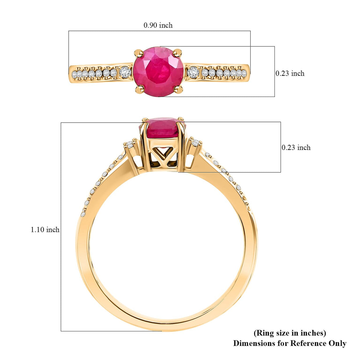 Certified &amp; Appraised AAA Mozambique Ruby, White Diamond I2 Ring in 14K Yellow Gold 1.20  Ct. 7635982 6