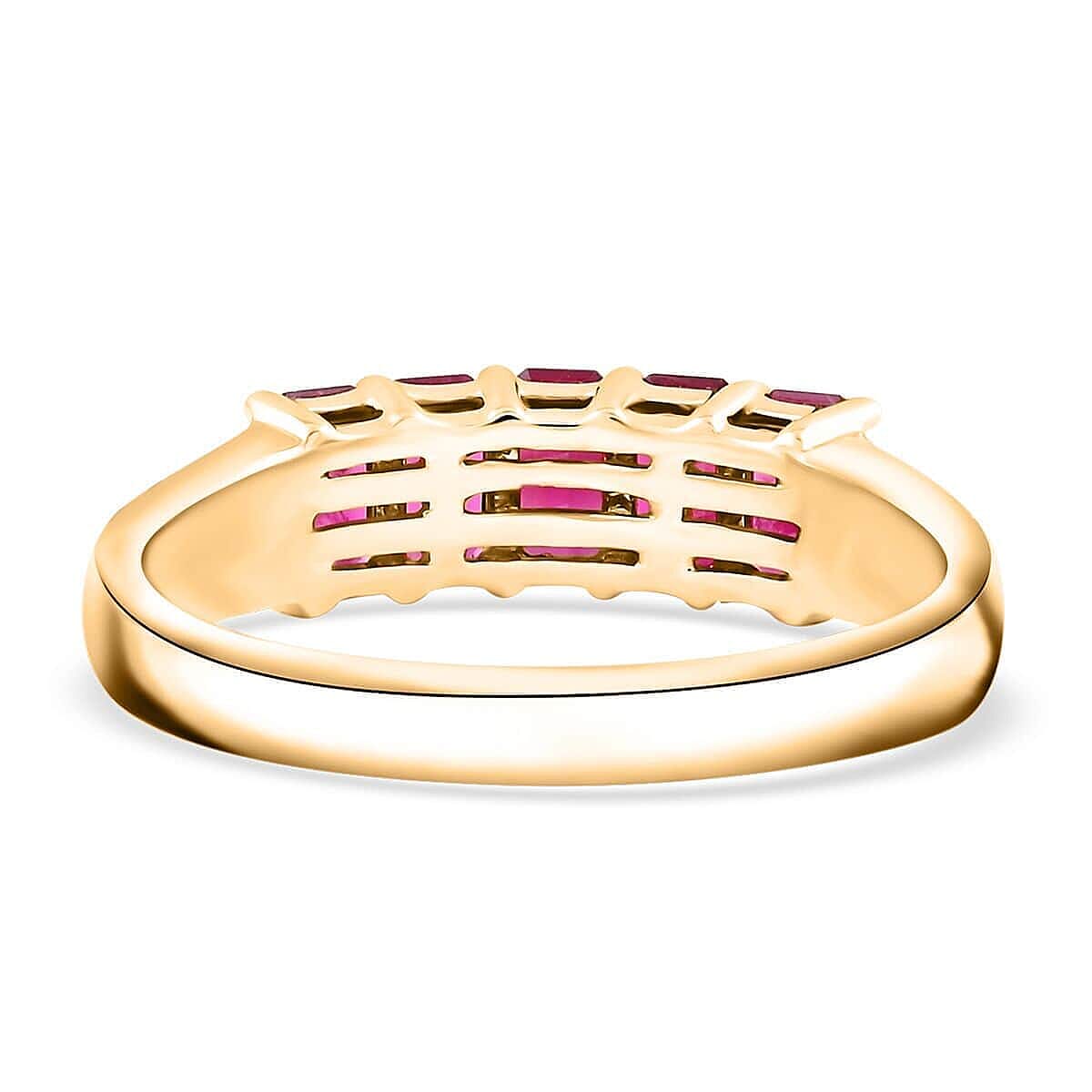 14K Yellow Gold AAA Mozambique Ruby, White Diamond 5-Stone Ring 1.50 Ct. 7897243 4