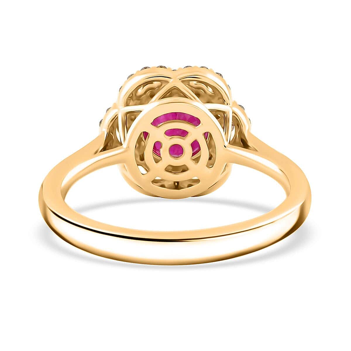 Certified and Appraised 14K Yellow Gold AAA Mozambique Ruby , White Diamond I2 Floral Halo Ring 2.00 ct. 7897212 4