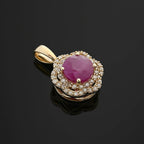 14K Yellow Gold  AAA   Mozambique Ruby ,  White Diamond  VS Pendant 2.35 ct,  Gold Wt. 2.24 Gms  2.350  Ct.