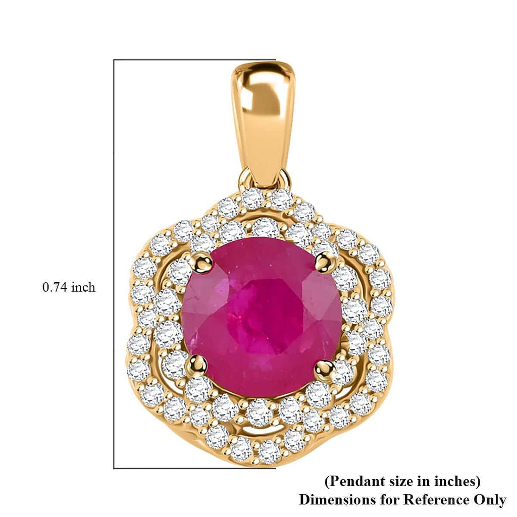 14K Yellow Gold  AAA   Mozambique Ruby ,  White Diamond  VS Pendant 2.35 ct,  Gold Wt. 2.24 Gms  2.350  Ct.