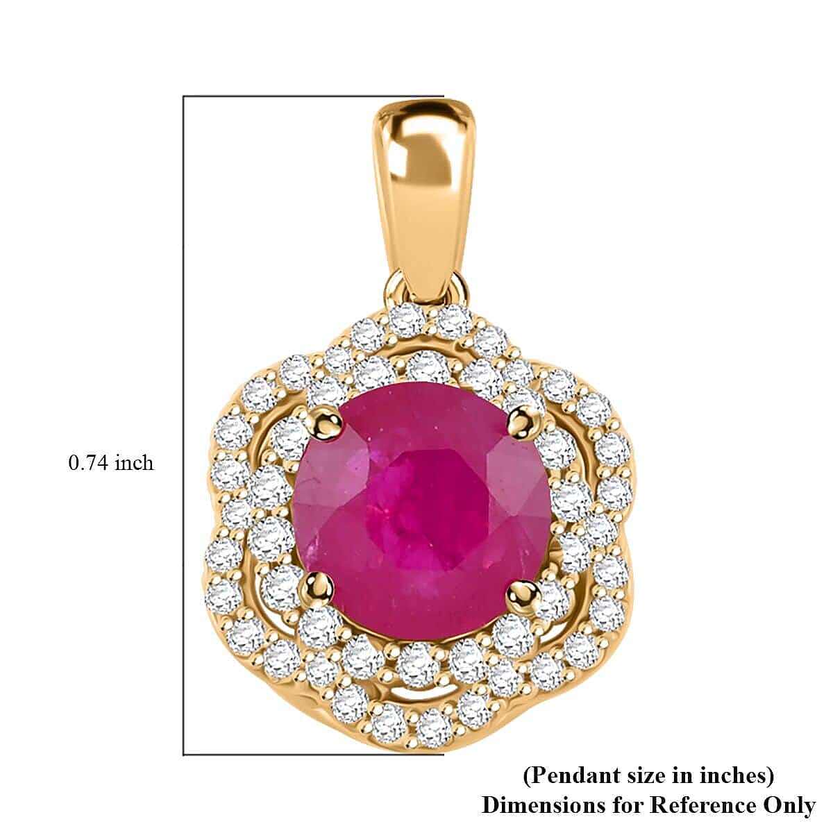 Certified and Appraised 14K Yellow Gold AAA Mozambique Ruby , White Diamond VS Pendant 2.35 ct. 7897238 4
