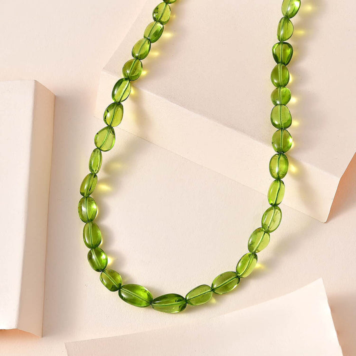 Certified &amp; Appraised 149.10 Ct. AAA Peridot  Necklace (Size - 18) with Lobster Clasp in 14K Yellow Gold 7669211 2