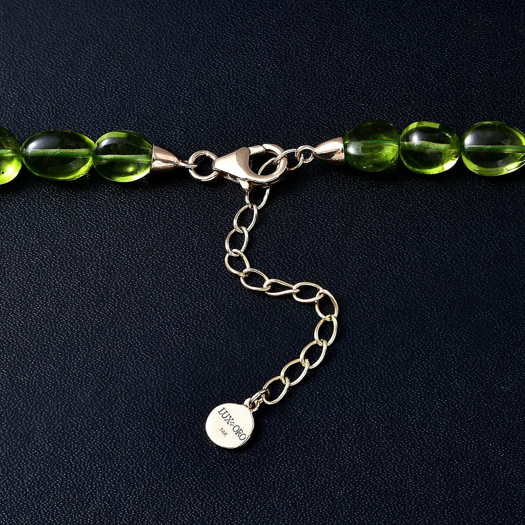 14K Yellow Gold  AAA   Peridot  Necklace (Size - 18) 141.94 ct,  Gold Wt. 2.26 Gms  149.410  Ct.