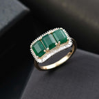 Black Friday Doorbuster- 14K Yellow Gold  AAA Gemfield Zambian Emerald and Diamond Ring 3.62 Ct