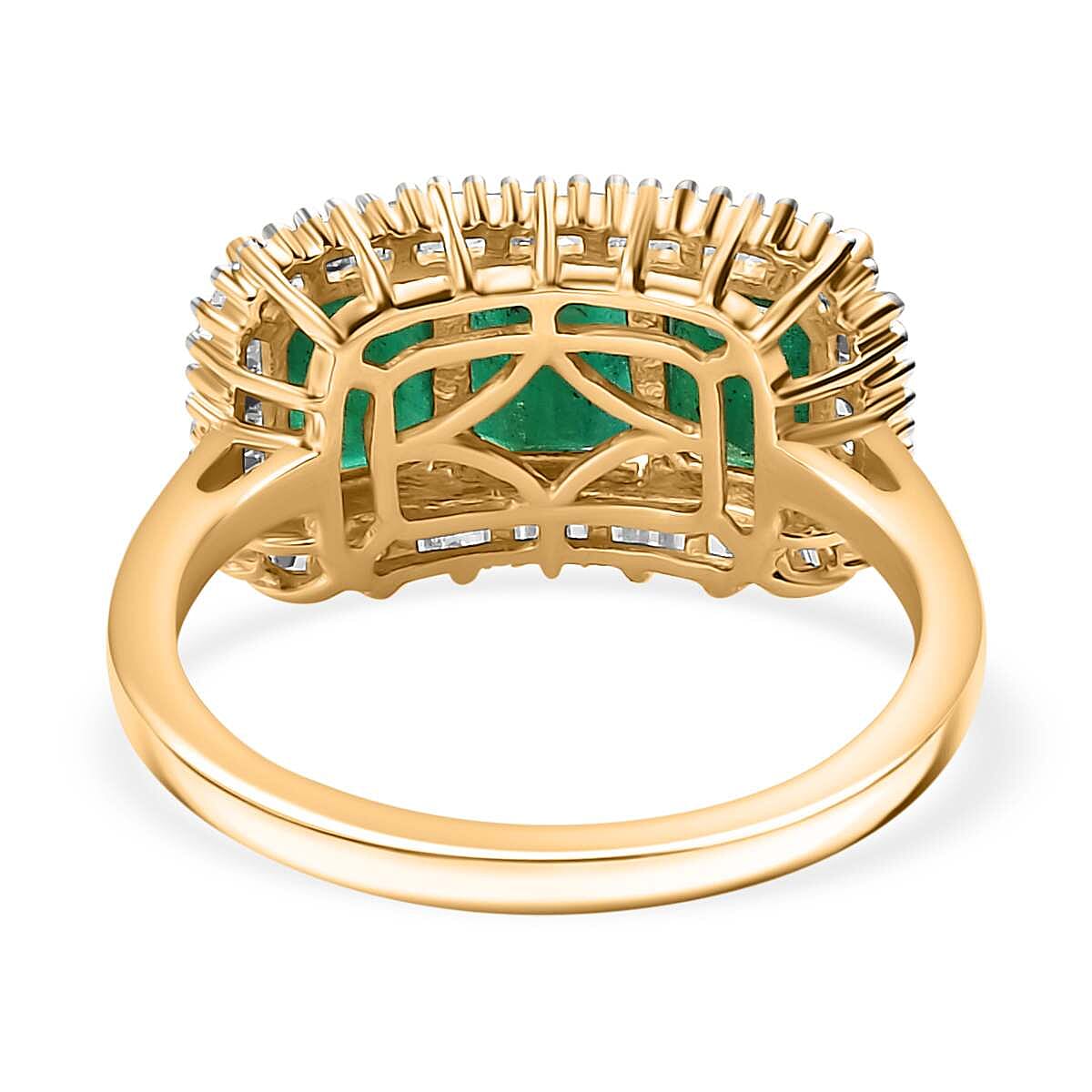 14K Yellow Gold AAA Gemfield Zambian Emerald and Diamond Ring 3.62 Ct 7864942 4
