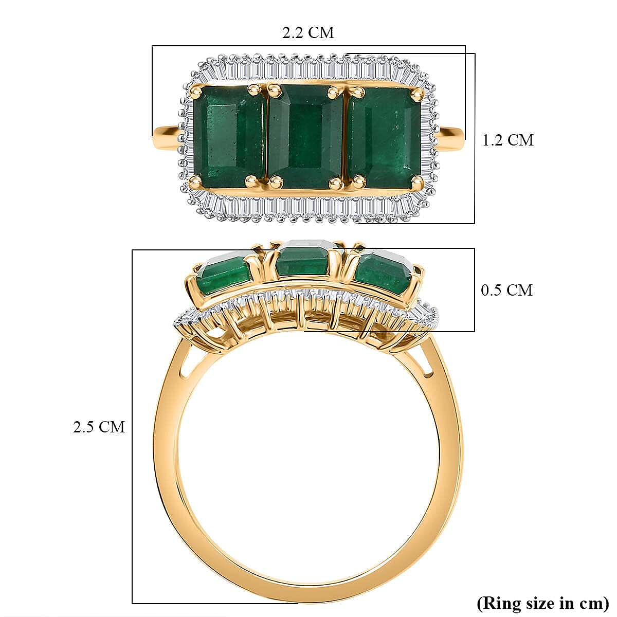 14K Yellow Gold AAA Gemfield Zambian Emerald and Diamond Ring 3.62 Ct 7864942 5