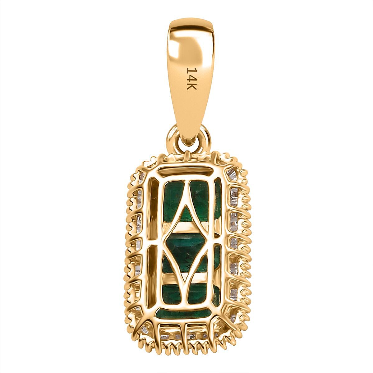 AAA Premium Emerald and White Diamond Pendant in 14K Yellow Gold 7865022 10