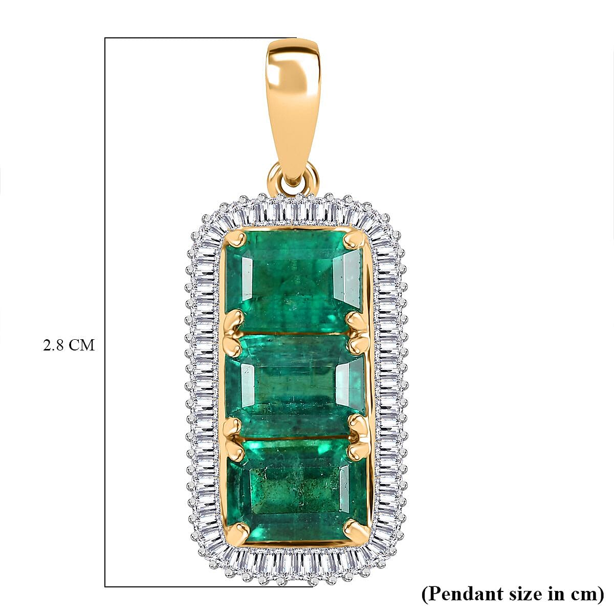 AAA Premium Emerald and White Diamond Pendant in 14K Yellow Gold 7865022 11