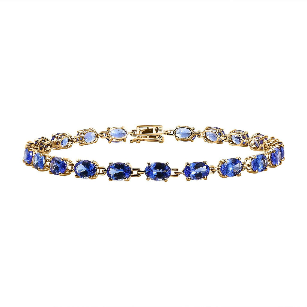 Anshu Treasure Chest - 14K Yellow Gold AAA Tanzanite Bracelet (Size - 7.5) 10.06 Ct