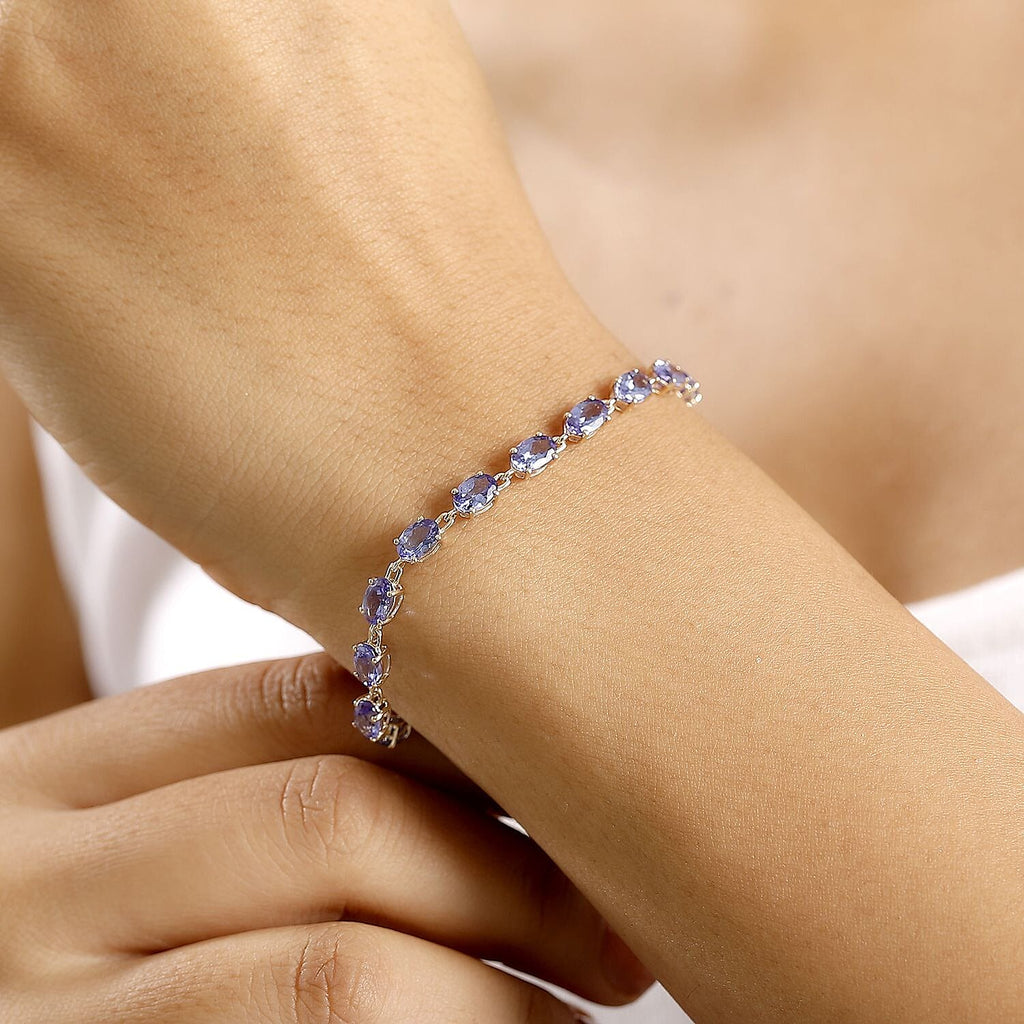 Anshu Treasure Chest - 14K Yellow Gold AAA Tanzanite Bracelet (Size - 7.5) 10.06 Ct