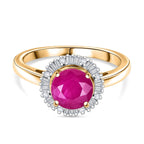 Brand New - 14K Yellow Gold AAA Taveta Ruby & Natural White Diamond (I2-G-H) Solitaire Ring 2.09 Ct.