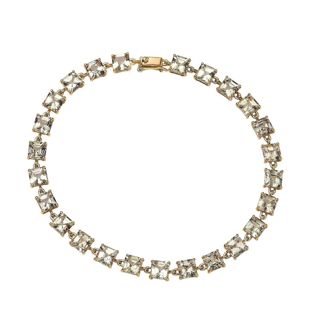 One Time Deal - 14K Yellow Gold AAA Turkizite Asscher Cut Tennis Bracelet (Size - 8) 19.00Ct.