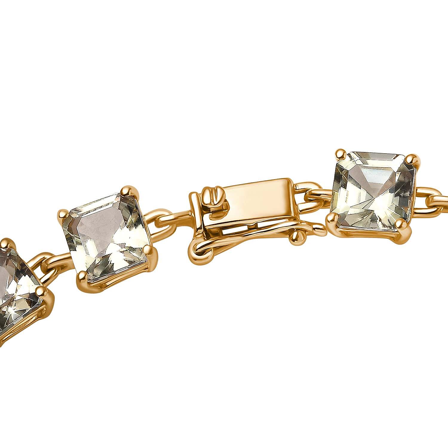 One Time Deal - 14K Yellow Gold AAA Turkizite Asscher Cut Tennis Bracelet (Size - 8) 19.00Ct. 7810727 3