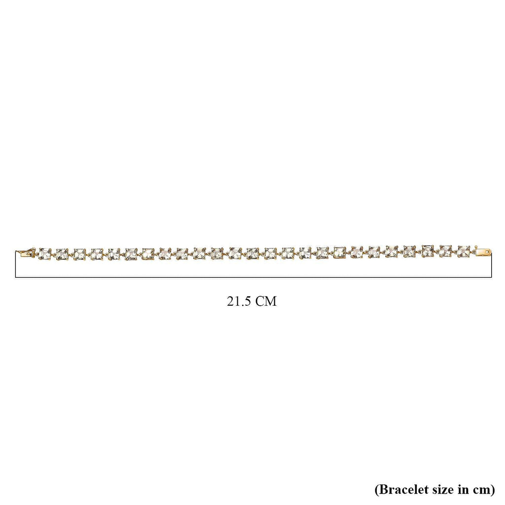 One Time Deal - 14K Yellow Gold AAA Turkizite Asscher Cut Tennis Bracelet (Size - 8) 19.00Ct.