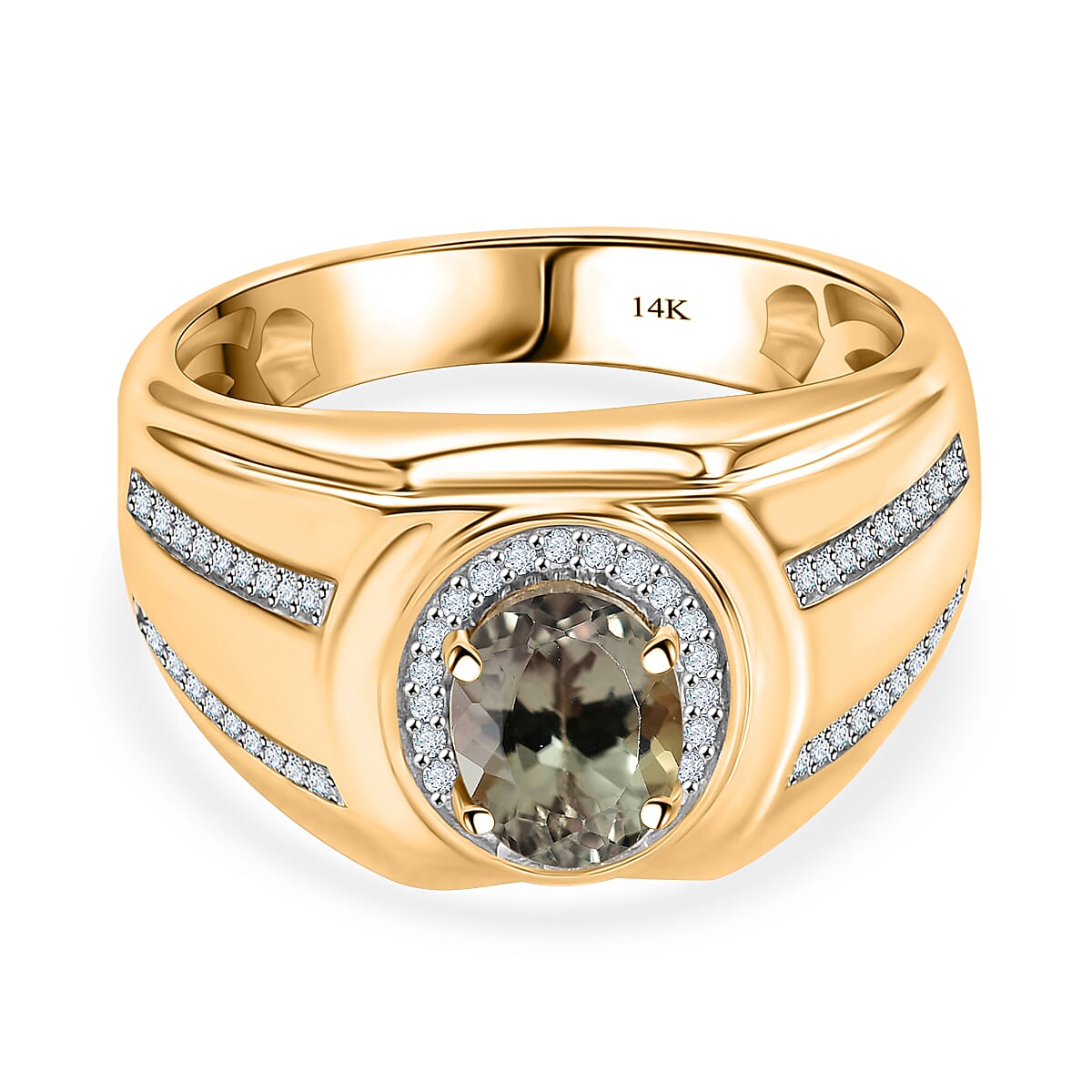 14K Yellow Gold AAA Turkizite and Moissanite Mens Ring 2.06 Ct. 8018402 0