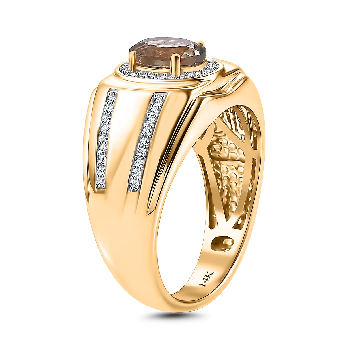 14K Yellow Gold AAA Turkizite and Moissanite Mens Ring 2.06 Ct. 8018402 3