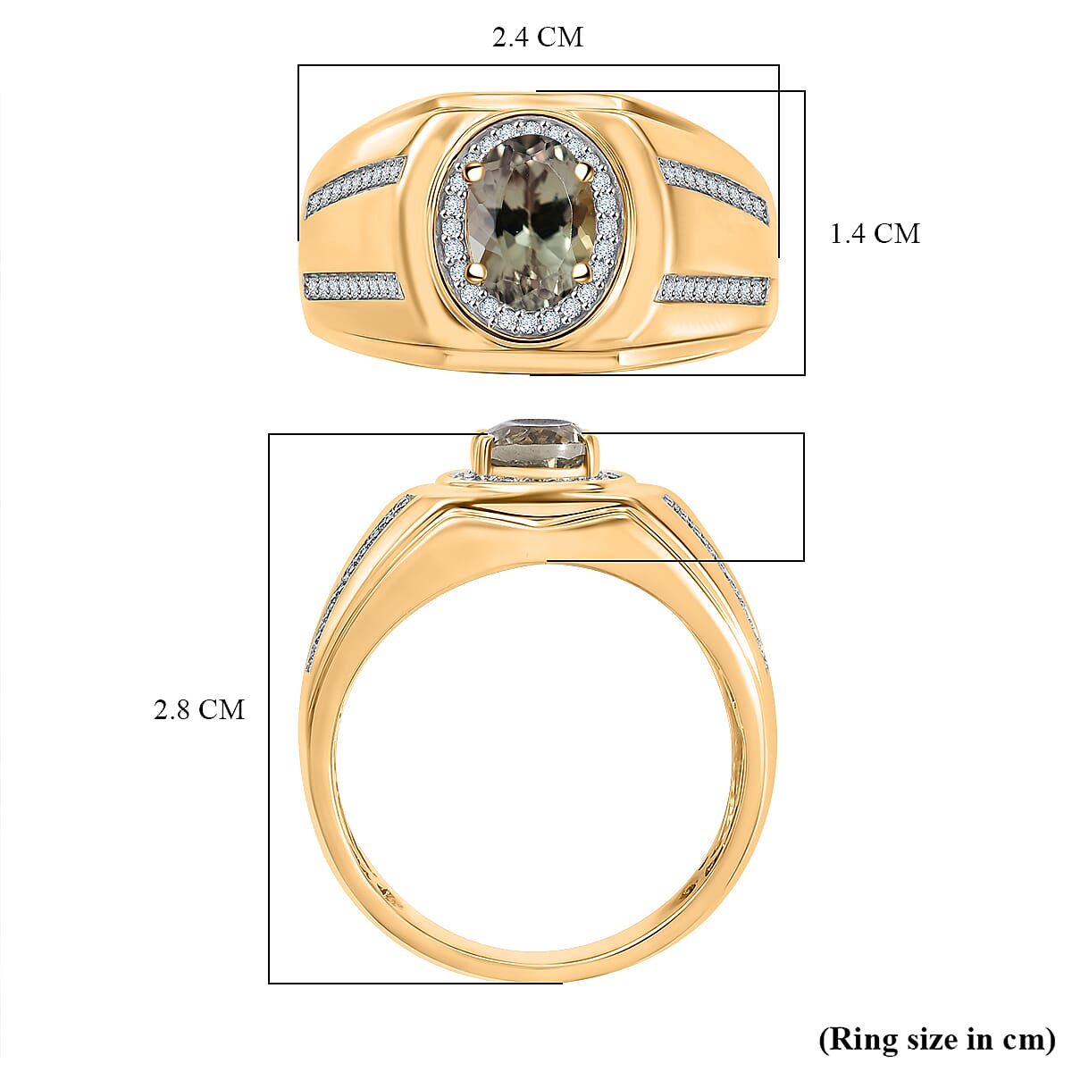 14K Yellow Gold AAA Turkizite and Moissanite Mens Ring 2.06 Ct. 8018402 5
