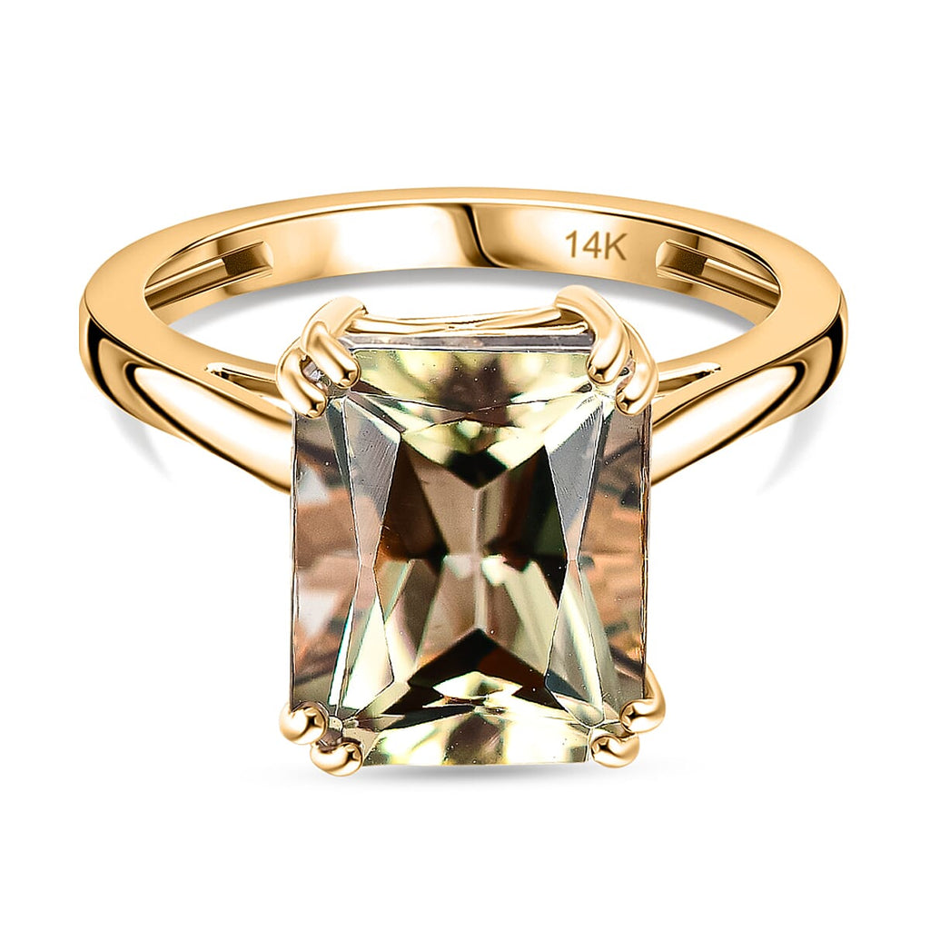 One Time Deal - 14K Yellow Gold AAA Turkizite Solitaire Ring 4.04 Ct