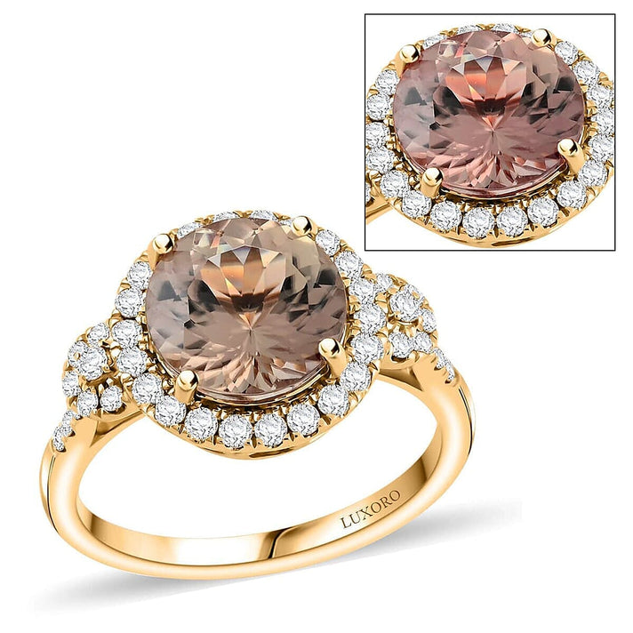 3.49 Ct. AAA Turkizite, White Diamond Halo Ring in 14K Yellow Gold 7909207 1