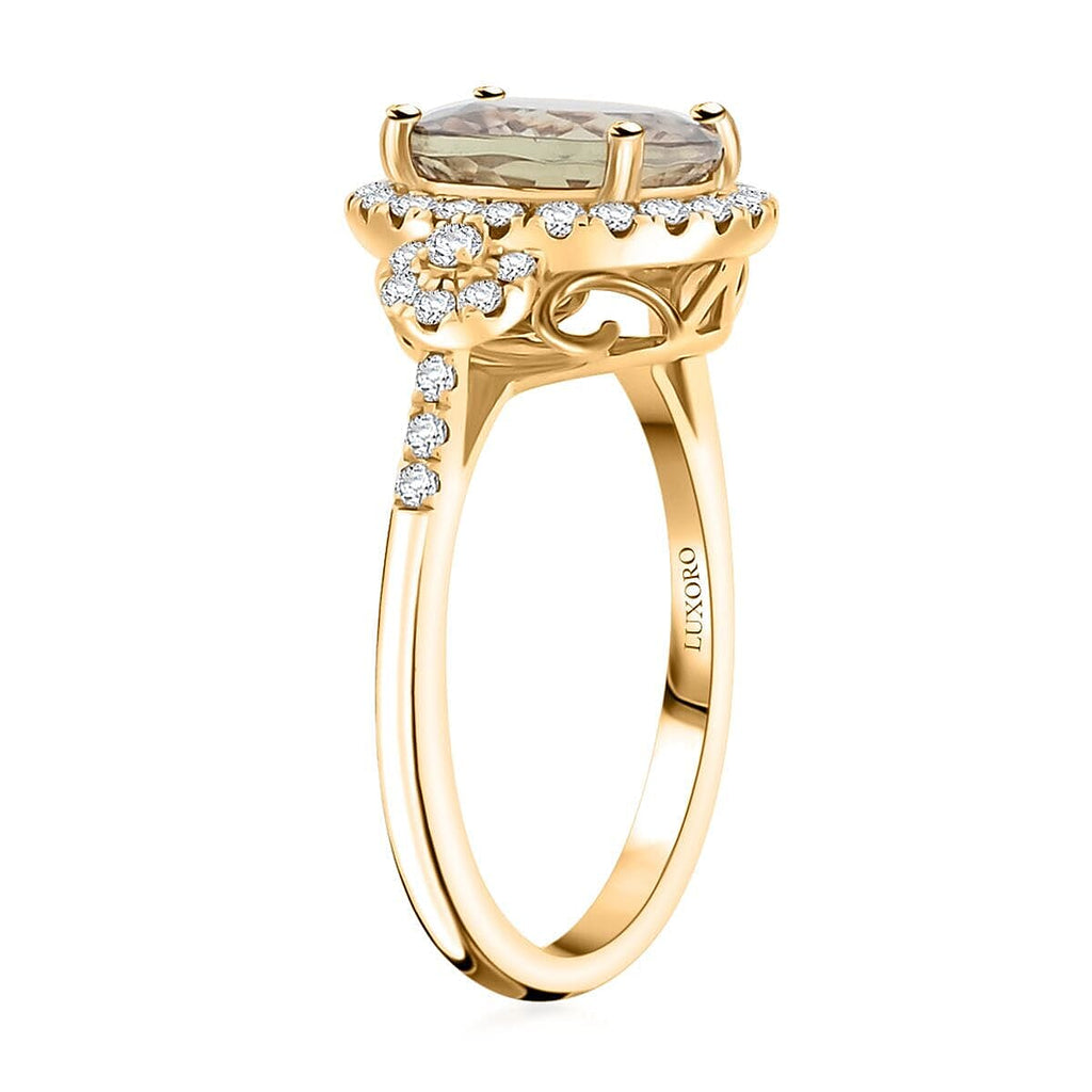 14K Yellow Gold  AAA   Turkizite ,  White Diamond  I2 Ring 4.00 ct,  Gold Wt. 4.15 Gms  4.000  Ct.
