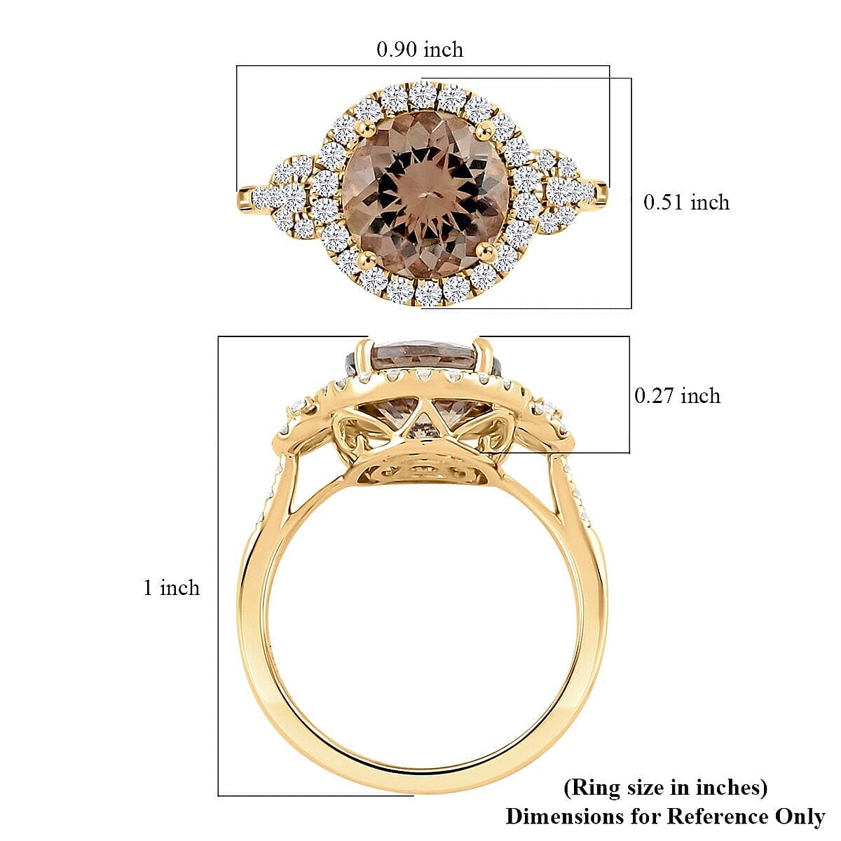 3.49 Ct. AAA Turkizite, White Diamond Halo Ring in 14K Yellow Gold 7909207 5