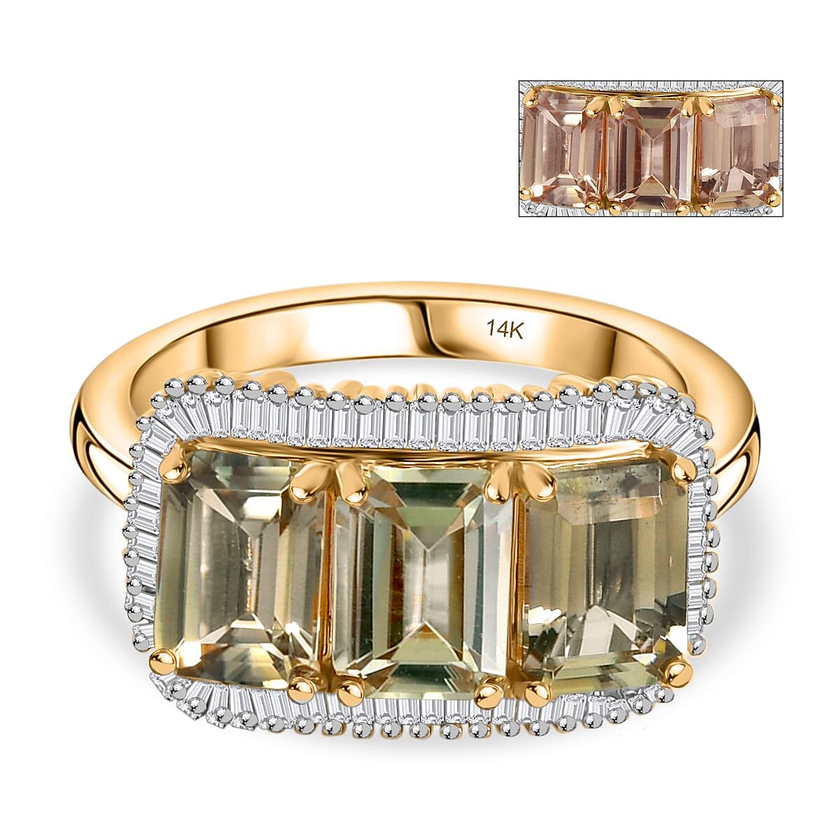 14K Yellow Gold AAA Turkizite, White Diamond I3 Main Stone With Side Stone Ring, Gold Wt.3.48 Gms  4.084  Ct. 8055605 0