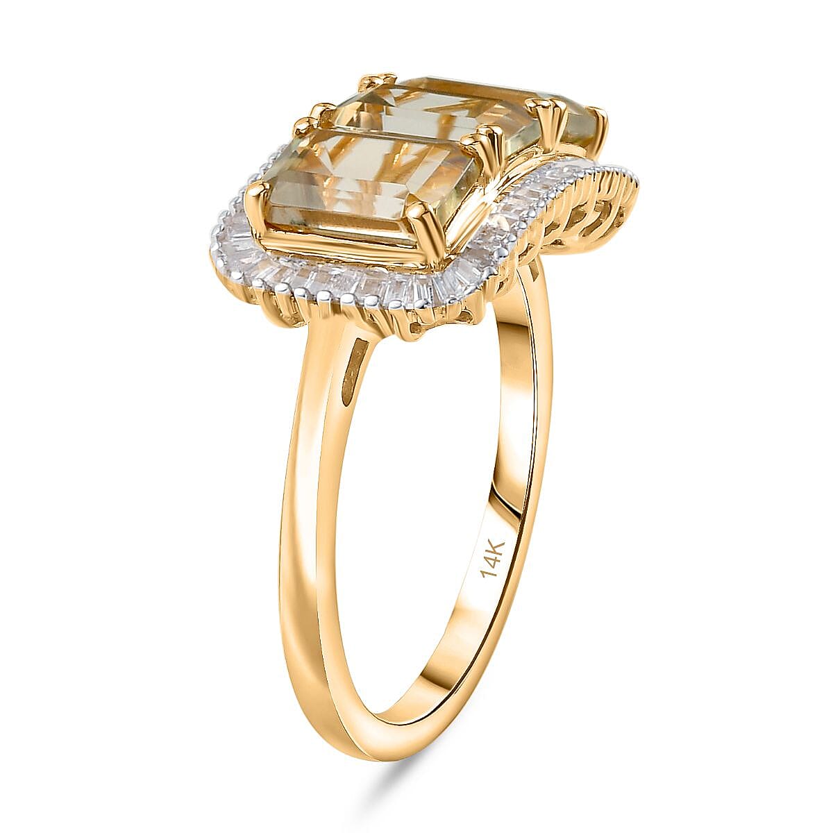 14K Yellow Gold AAA Turkizite, White Diamond I3 Main Stone With Side Stone Ring, Gold Wt.3.48 Gms  4.084  Ct. 8055605 4