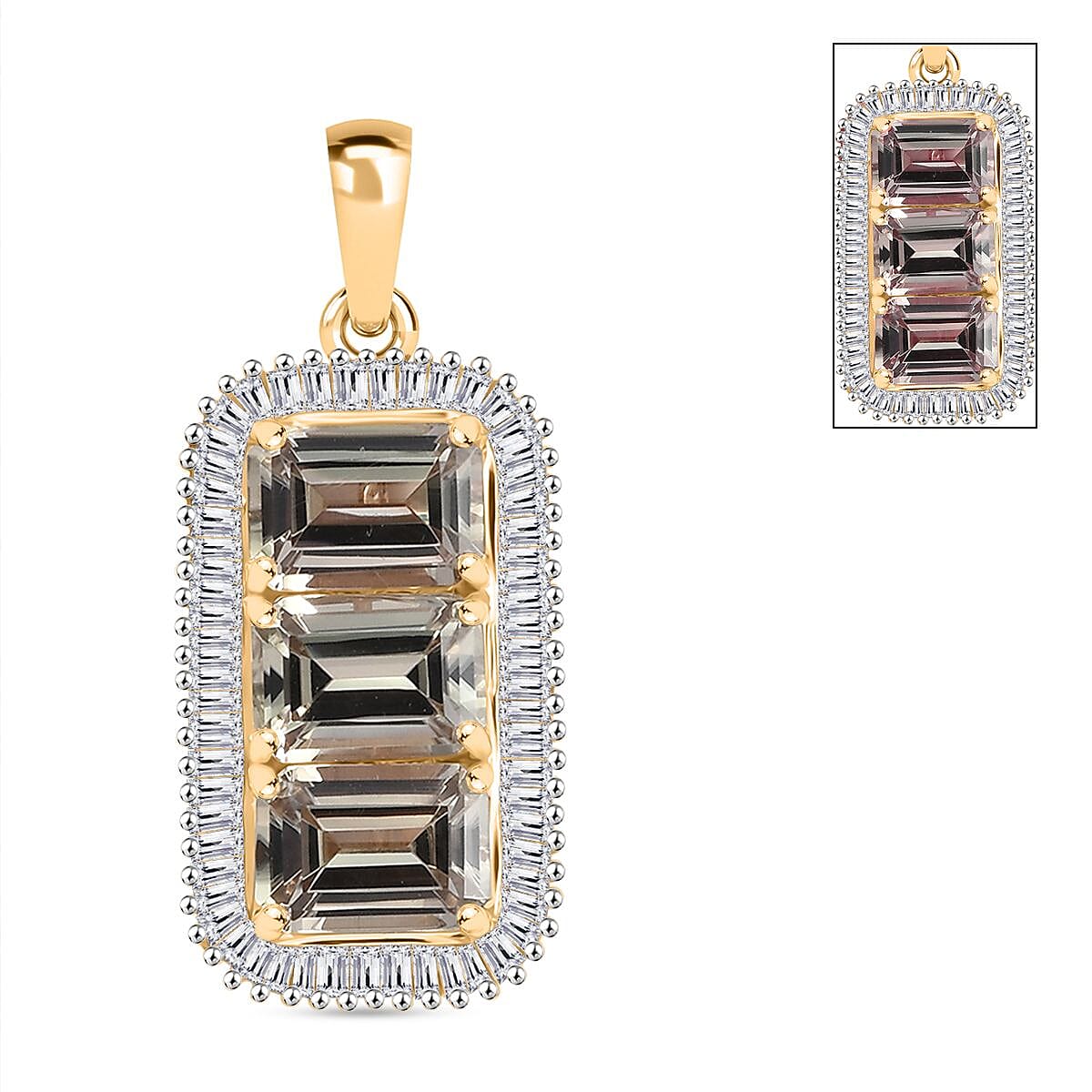 14K Yellow Gold AAA Turkizite &amp; White Diamond Pendant 4.07 Ct. 8055646 0