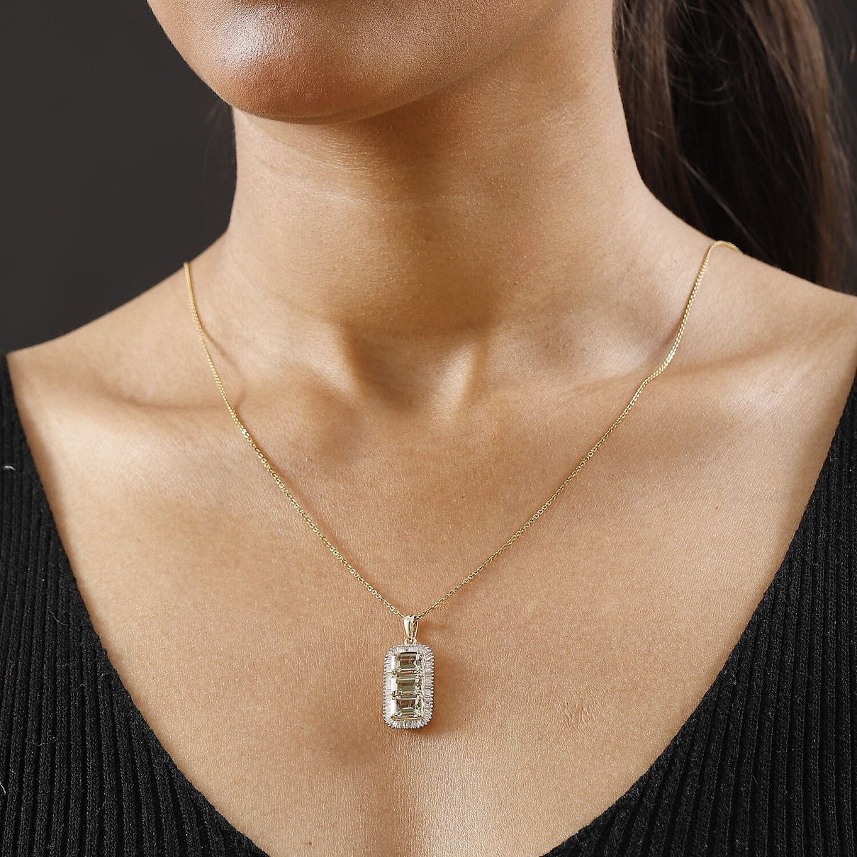 14K Yellow Gold AAA Turkizite &amp; White Diamond Pendant 4.07 Ct. 8055646 3