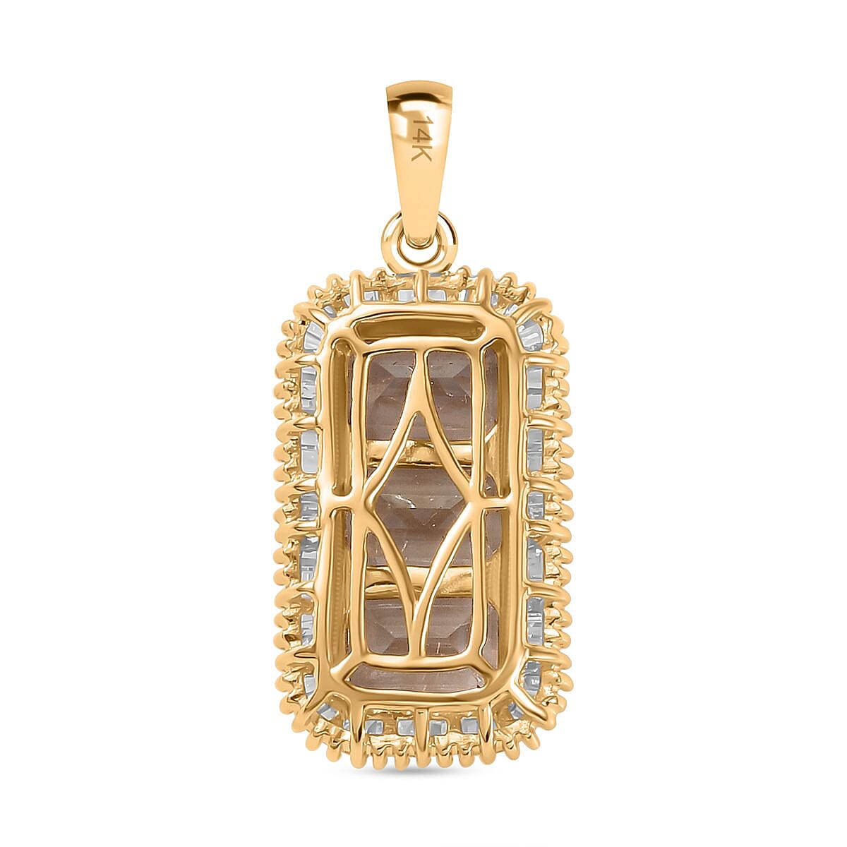 14K Yellow Gold AAA Turkizite &amp; White Diamond Pendant 4.07 Ct. 8055646 5