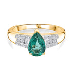 14K Yellow Gold  AAA Zambian Emerald and Diamond Ring 1.19 Ct