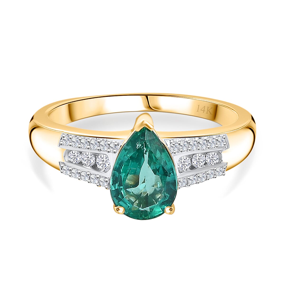 14K Yellow Gold AAA Zambian Emerald and Diamond Ring 1.20ct 7876842 0