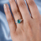 14K Yellow Gold  AAA Zambian Emerald and Diamond Ring 1.19 Ct
