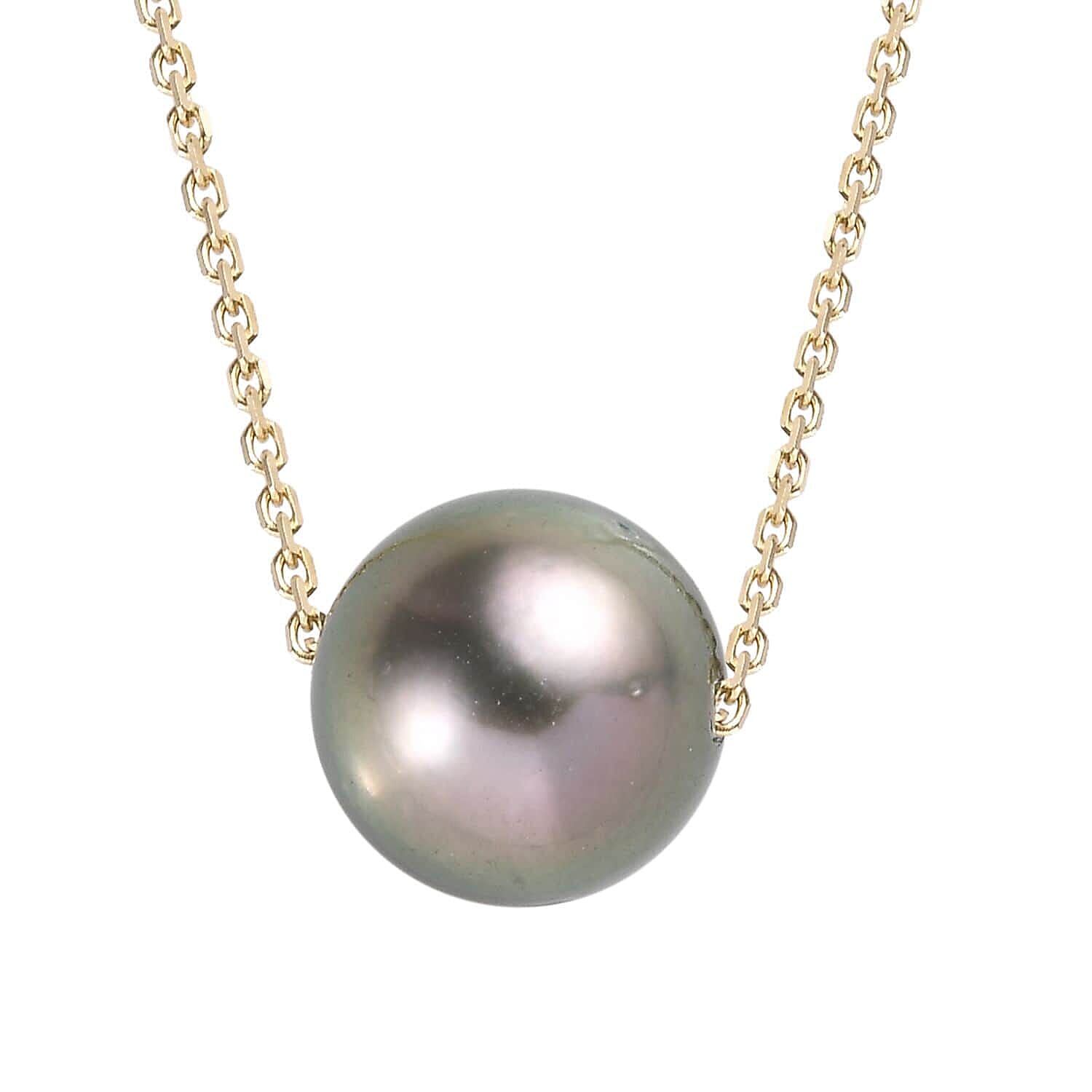 14K Yellow Gold AGI Certified AAA Tahiti Pearl Pendant with Chain (Size 18) 5.80 Ct. 7893822 0