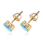 14K Yellow Gold Aquamarine Solitaire Stud Push Back Earring 1.31 Ct.