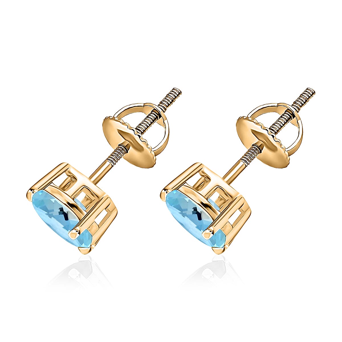 14K Yellow Gold Aquamarine Solitaire Stud Earrings 1.70 ct. 8000684 3