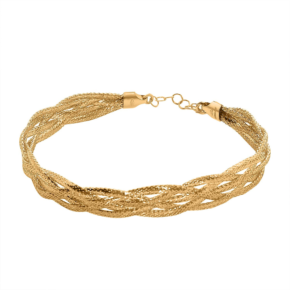 Italian Made 14K Yellow Gold Woven Bracelet (Size - 7-8) with Lobster Clasp 7991594 0