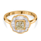 14K Yellow Gold Certified Natural INTENSE Argyle Yellow Diamond (0.50Cts) & White Diamond (I1-I2) Ring 1.01 Ct