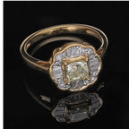 14K Yellow Gold Certified Natural INTENSE Argyle Yellow Diamond (0.50Cts) & White Diamond (I1-I2) Ring 1.01 Ct