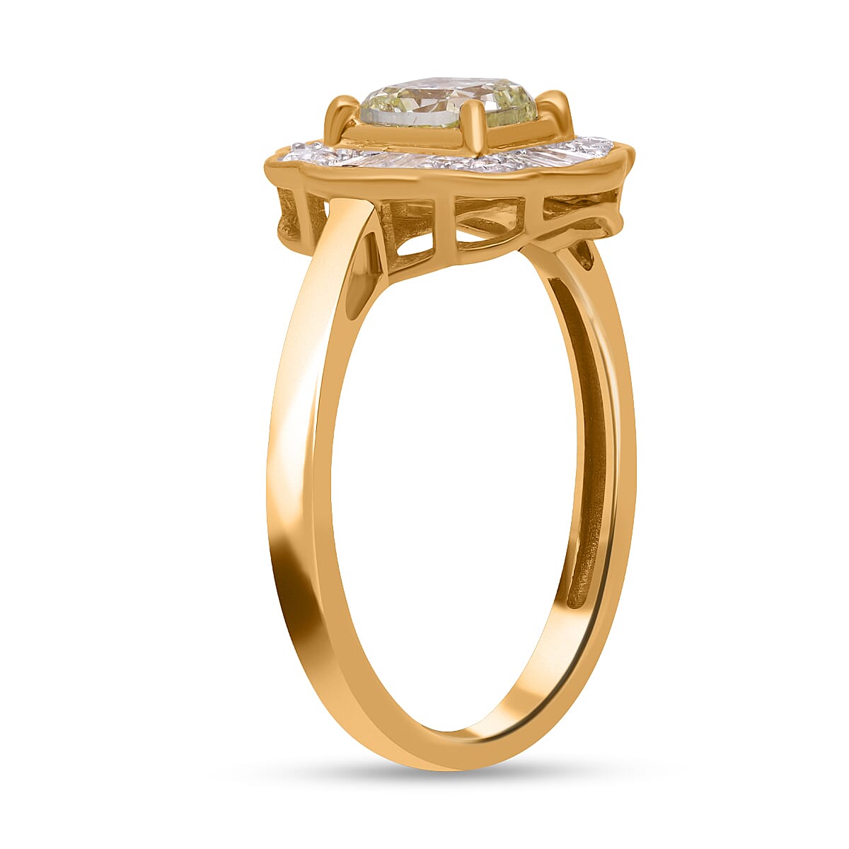 14K Yellow Gold Certified Natural INTENSE Yellow Diamond (0.50Cts) &amp; White Diamond (I1-I2) Ring 1.01 Ct 7577459 3