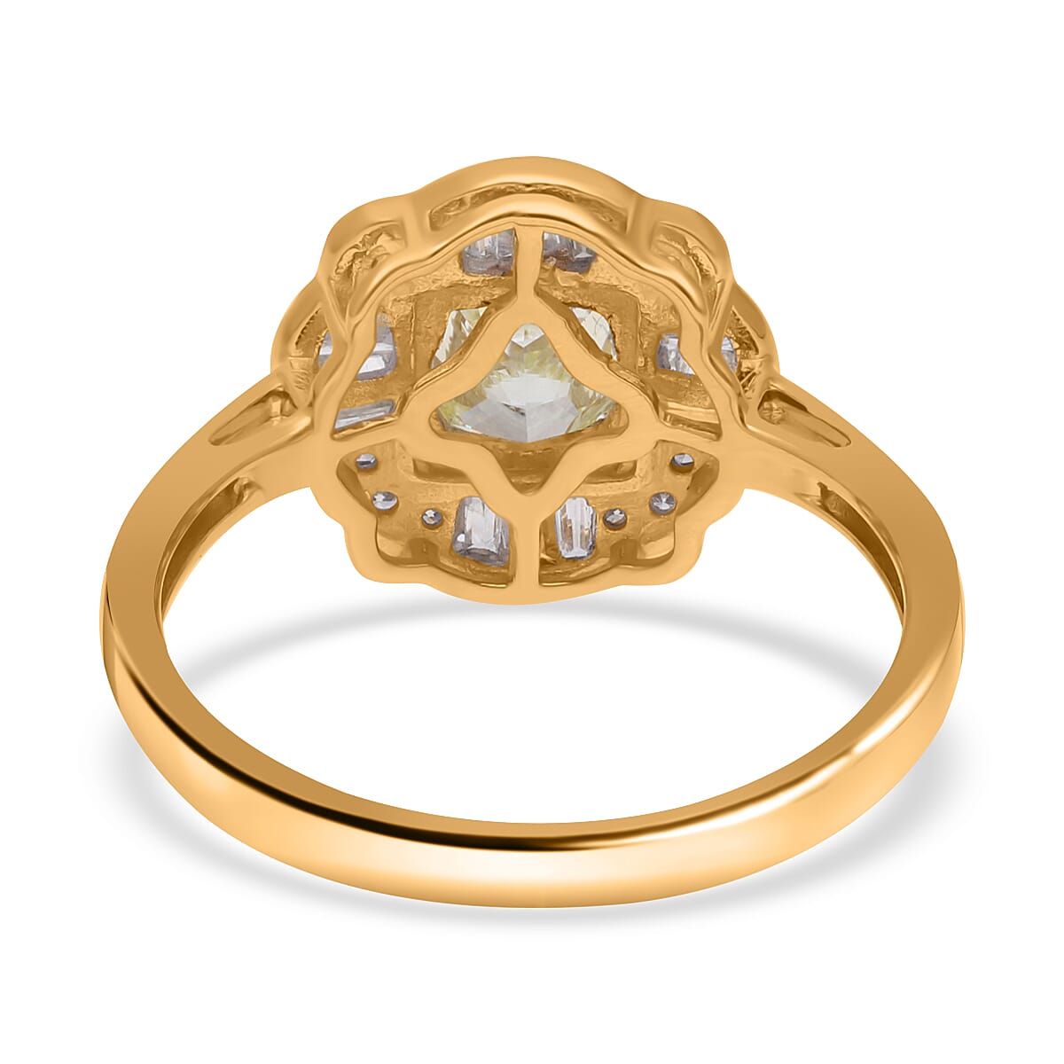 14K Yellow Gold Certified Natural INTENSE Yellow Diamond (0.50Cts) &amp; White Diamond (I1-I2) Ring 1.01 Ct 7577459 4