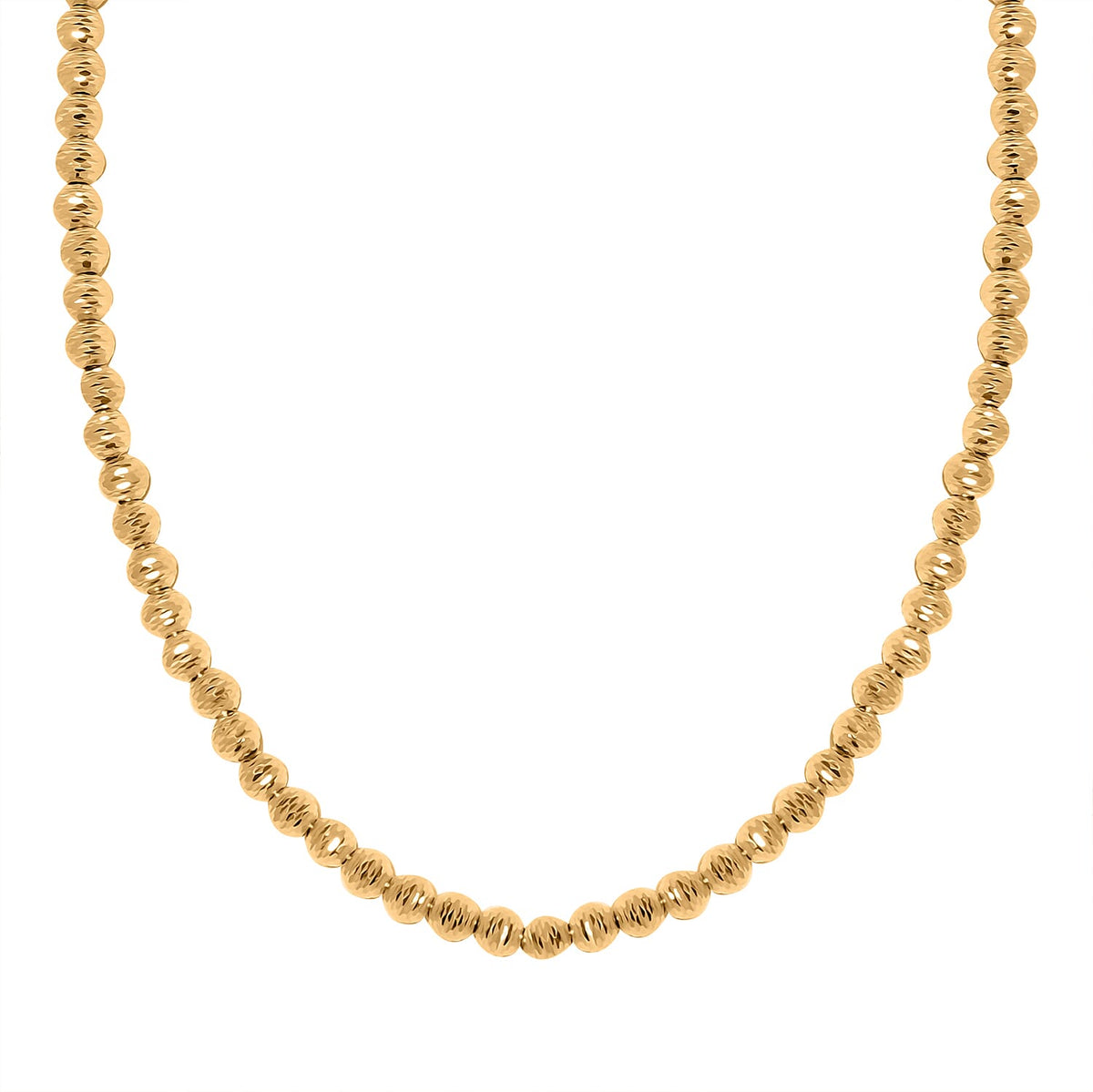 Ottoman Treasures - 14K Yellow Gold Diamond Cut Ball Beads Necklace (Size - 19 with Ext.) with Lobster Clasp Gold Wt. 9.16 Gms. 7991590 0