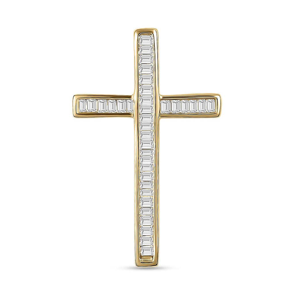 14K Yellow Gold SGL Certified Diamond (I1-I2-G-H) Cross Pendant 0.25 Ct.