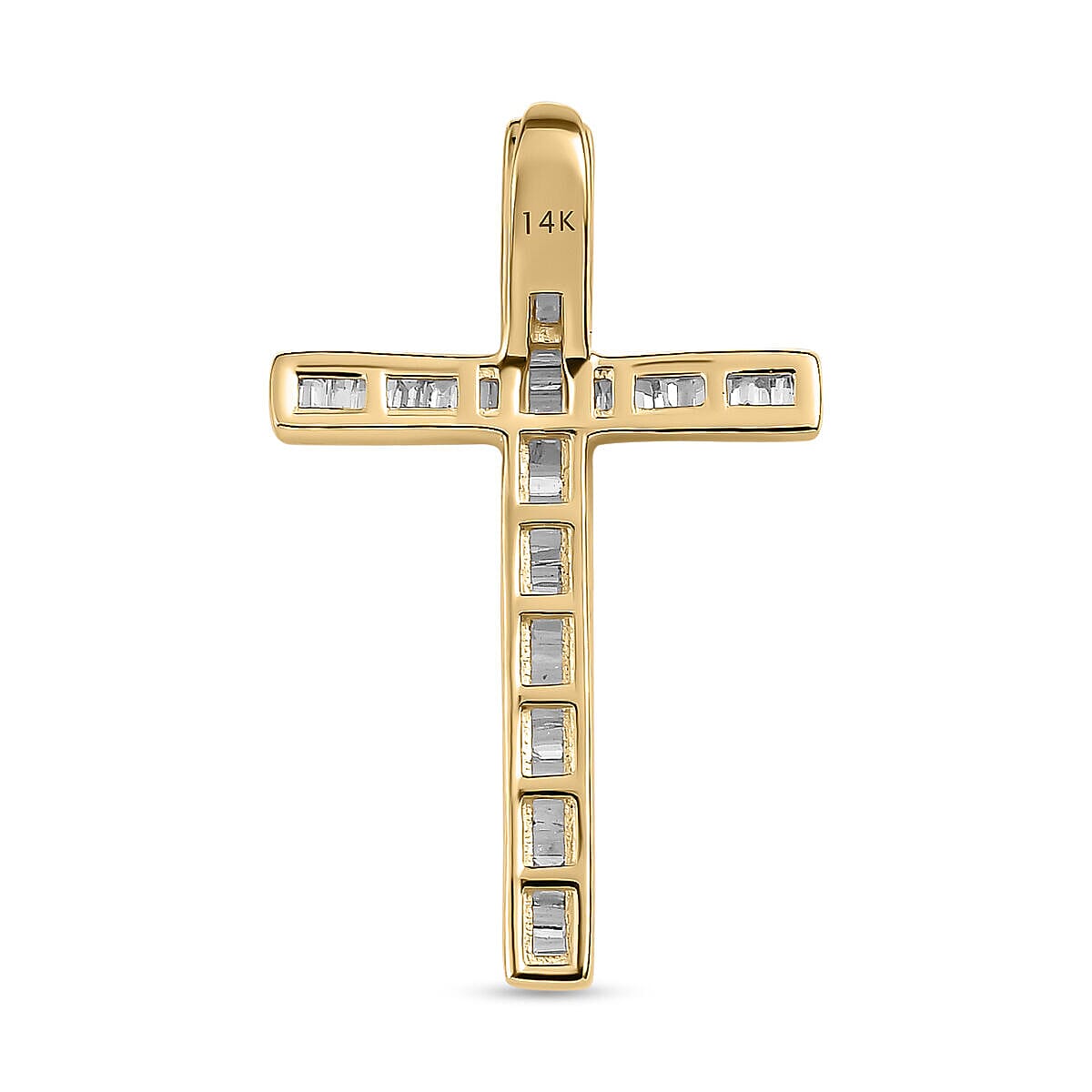 14K Yellow Gold SGL Certified Diamond (I1-I2-G-H) Cross Pendant 0.25 Ct. 7382085 4