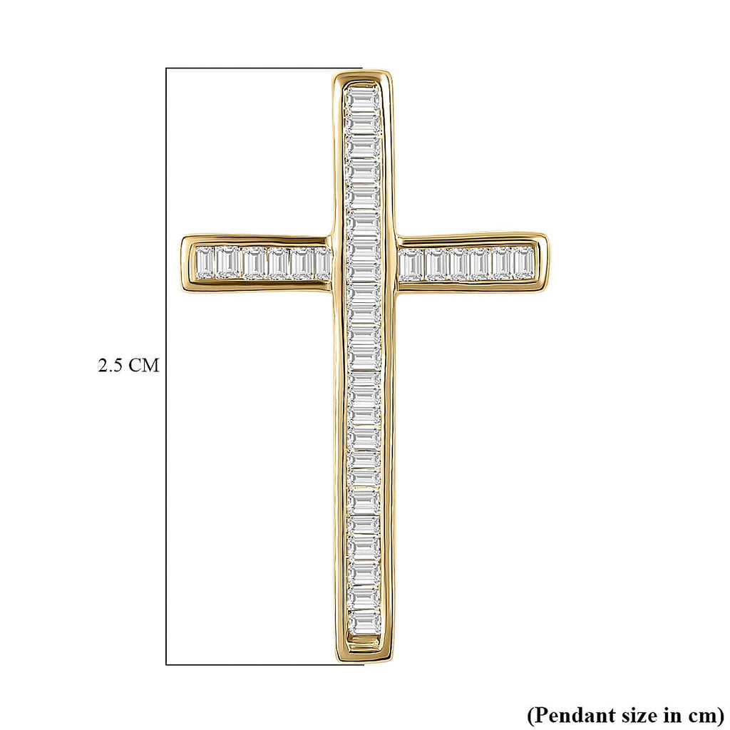 14K Yellow Gold SGL Certified Diamond (I1-I2-G-H) Cross Pendant 0.25 Ct.